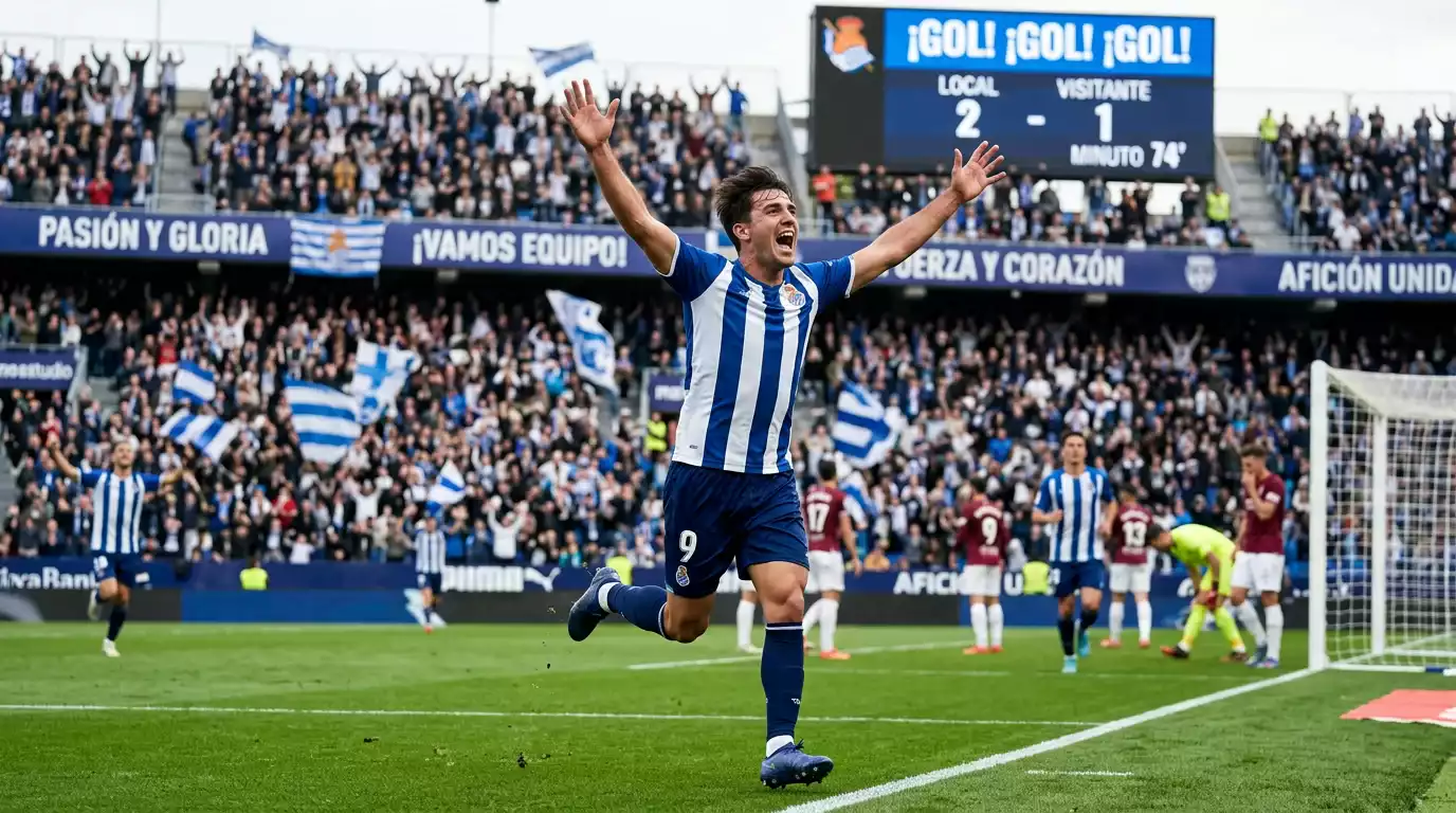 Delantero celebrando gol en partido de fútbol