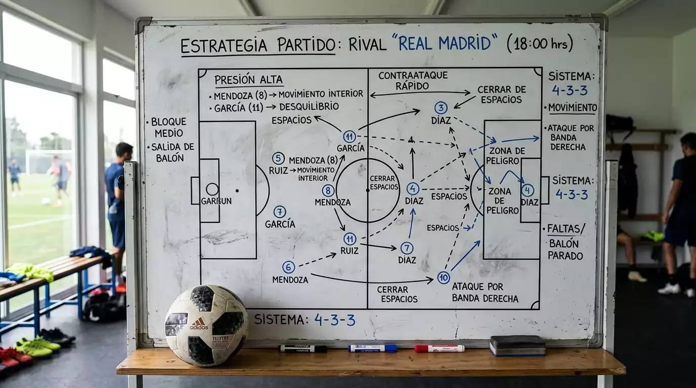 Pizarra táctica de fútbol mostrando explicación del hándicap asiático