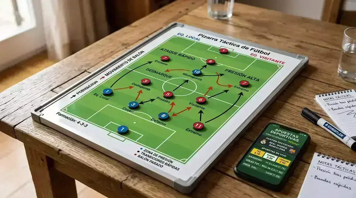 Diferentes mercados de apuestas en fútbol incluyendo 1X2, hándicap y over/under